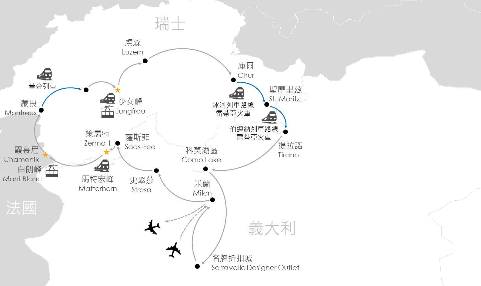 瑞士旅遊地圖