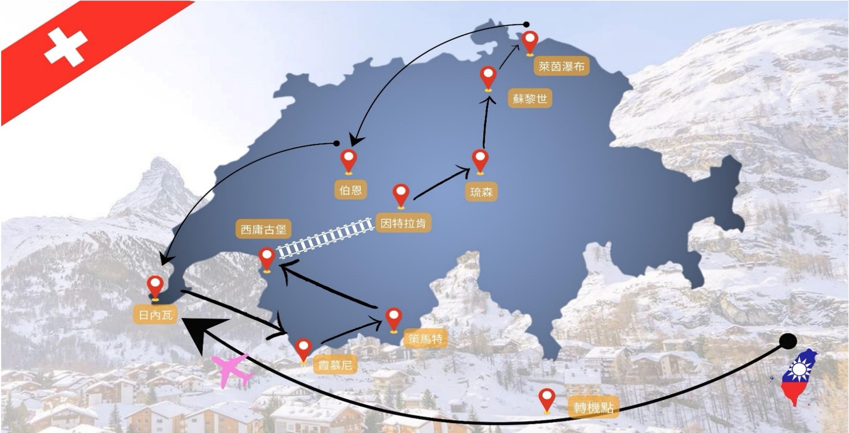 阿阿瑞士旅遊地圖